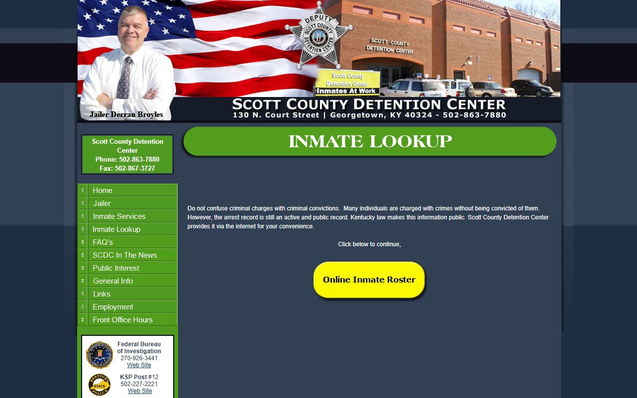 Scott County Sheriff jail resources for Georgetown Released Inmates